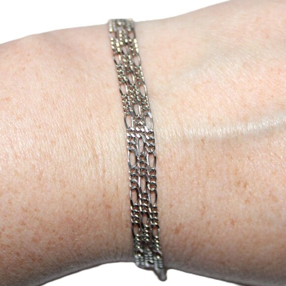 Sterling Silver Figaro Chain Necklace 24 Inches - Picture 5 of 5